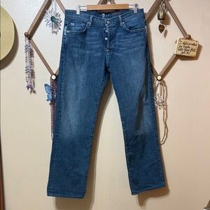 7 For All Mankind Blue Straight Leg Jeans